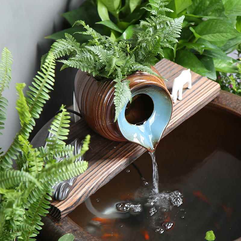 陶罐流水过滤增氧鱼缸配件加湿器古法大尺寸循环庭院花园造景DIY - 图1