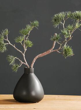 仿真中式迎客松盆景摆件植物陶瓷花瓶套装客厅桌面装饰品假花松树