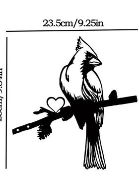 铁艺铁制工艺品红衣主教鸟在树枝上金属树艺术金属装饰花园爆款