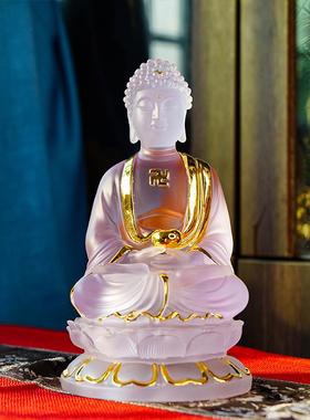 新款精品仿璃阿弥陀佛释迦摩尼佛药师佛如宝来佛家供奉用琉三佛像