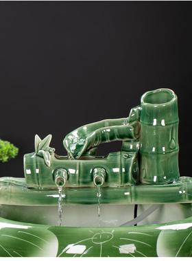 高档石牛槽陶瓷流水景循增养鱼缸盆滤庭院阳台花D园IY环装过饰水