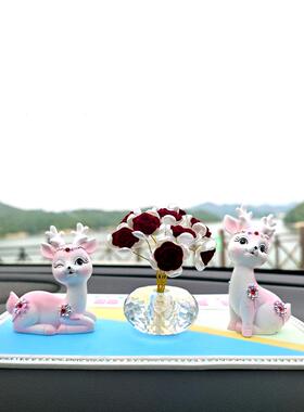 摆镶钻汽车件一路平安鹿载车车高内网红创MVX意档车上装饰用品女