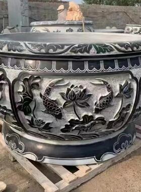 石雕鱼缸天然青石水缸荷花缸石头大缸别墅庭院户外门海流水摆件