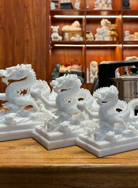 汉白玉青石龙摆件工艺品青龙家居装饰品生肖龙年办公室桌面送礼品
