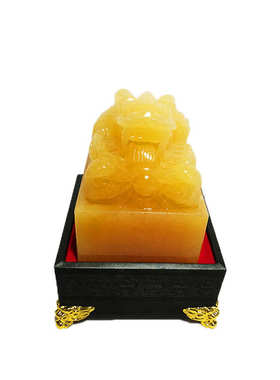 米黄玉玉玺商务礼品米黄玉玉玺摆件批发定做印章玉印