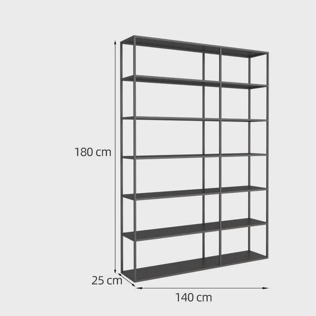 Modern wrought iron bookshelf multi-layer storage bookshelf office wall floor display rack shelf light luxury display