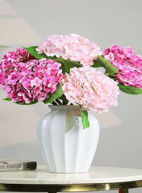仿生摆花绣球花摆件客厅手感餐桌花仿真高端花束假花粉色花瓶保湿