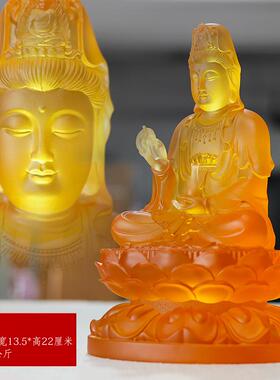 琉璃杨柳净瓶坐莲观音居家客厅佛堂寺庙礼佛摆件佛像观世音菩萨