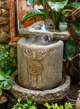 中式庭院喷泉、鱼池、流水摆件、循环水园林装饰、吉祥皮绣、吸水