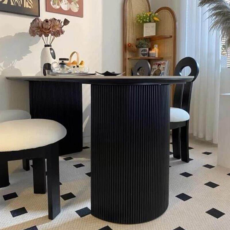 奶油风岩板餐桌家用现代简约小户型餐桌椅组合半圆奶油风吃饭桌子,淘宝优惠券,粉丝福利购,淘宝优惠卷