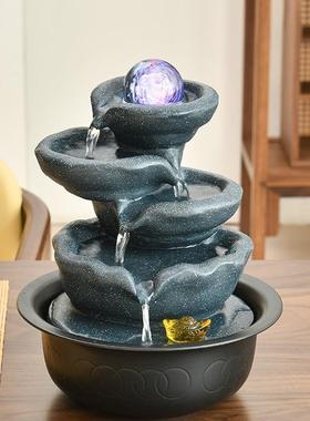 水摆件客面环厅轻奢小型喷泉循水办公室桌生财流风F98JT6MJ水轮装
