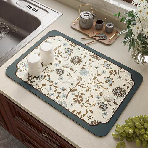 厨房台面矽藻泥沥水垫防滑隔热防烫吸水餐桌垫桌面杯垫茶吧台垫子 - 图1