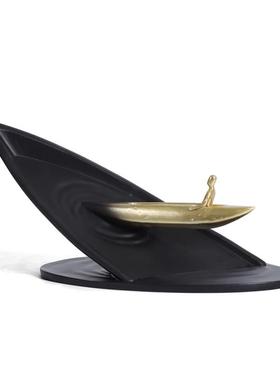 轻奢北欧行舟划船人物抽象摆件装饰家居客厅玄关书柜软装样板房