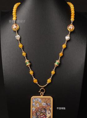 2026泰国佛牌链唐卡吊坠快拆扣黄龙玉髓琉璃五爷项链复古新中式挂