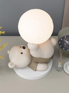 酒柜摆件客厅2026新款熊床头电视柜家居饰品客厅桌面卧室小夜灯送