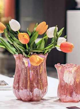 现代创意珠光亮金粉百财琉璃水培花瓶客厅餐桌家居时尚装饰品摆件