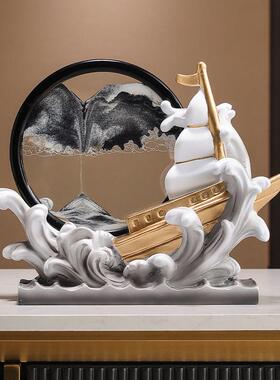 一帆风顺帆船创意收纳笔筒流沙画 画摆件办公室桌面装饰乔迁开 业