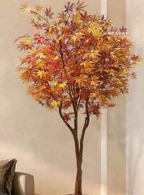 仿真枫树假树落地绿植盆栽红枫秋天风人造假叶大型农家乐公园庭院