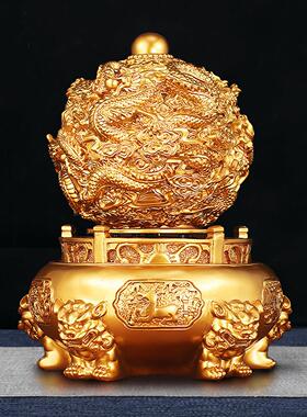 九转干坤摆件九龙戏珠干坤鼎招财聚宝盆家居办公室店铺风水青龙鼎