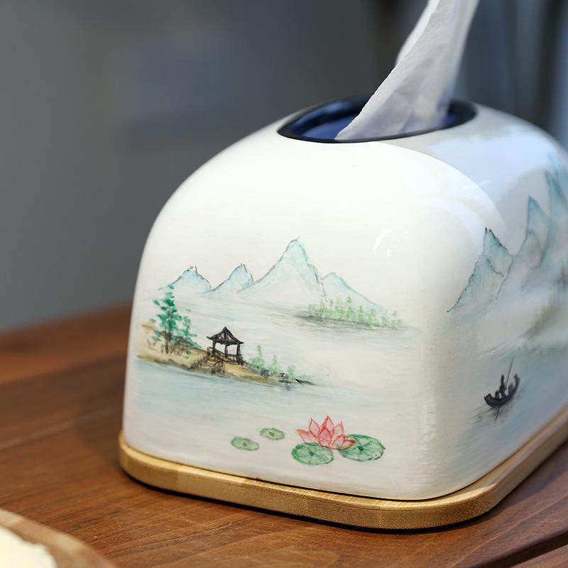 厂家直销陶瓷纸巾盒高级感客厅抽纸盒新中式玄关摆件餐厅样板间软,淘宝优惠券,粉丝福利购,淘宝优惠卷
