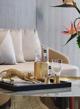 书金豹子动物装饰钱品蜥水晶球酒柜ES-A6467装饰蜴品招财摆件办公