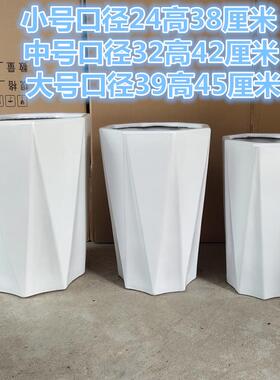 白色菱形简约百搭落地高筒发财树特大陶瓷花盆虎皮兰客厅陶瓷花盆