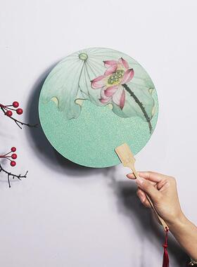 书画纸加厚鎏金团扇手绘空白竹雕