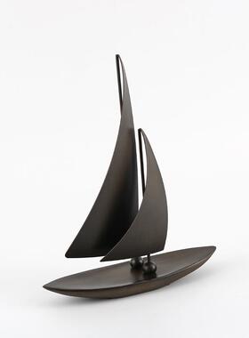 设计师款帆船船模工艺品摆件酒店会所大堂前台轻奢艺术桌面装饰品