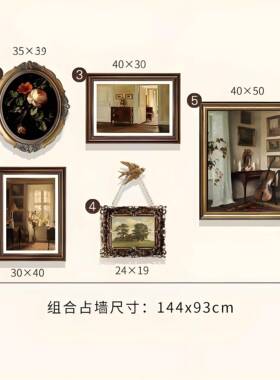 法式挂画美画式复古装饰组dJcnt2FT客厅沙发背景墙中古小众艺术厅