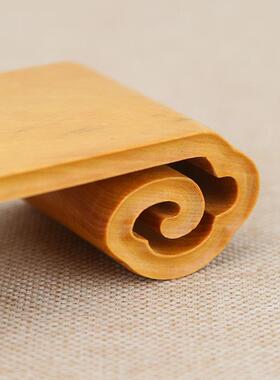 实木雕刻书卷几核桃紫砂茶壶具实木底座玛瑙奇石印章摆件书卷底座