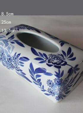 高档新中国抽风青花瓷陶瓷纸覆盒装饰品古巾家客厅家庭咖啡桌纸屉