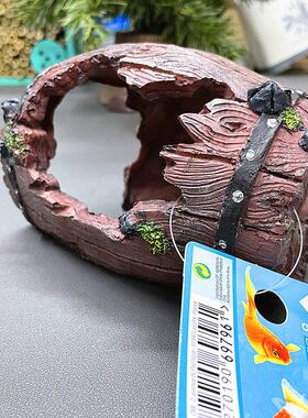 出口外单室内装饰摆件鱼缸水族箱造景装饰小摆件棕色树脂酒桶造型