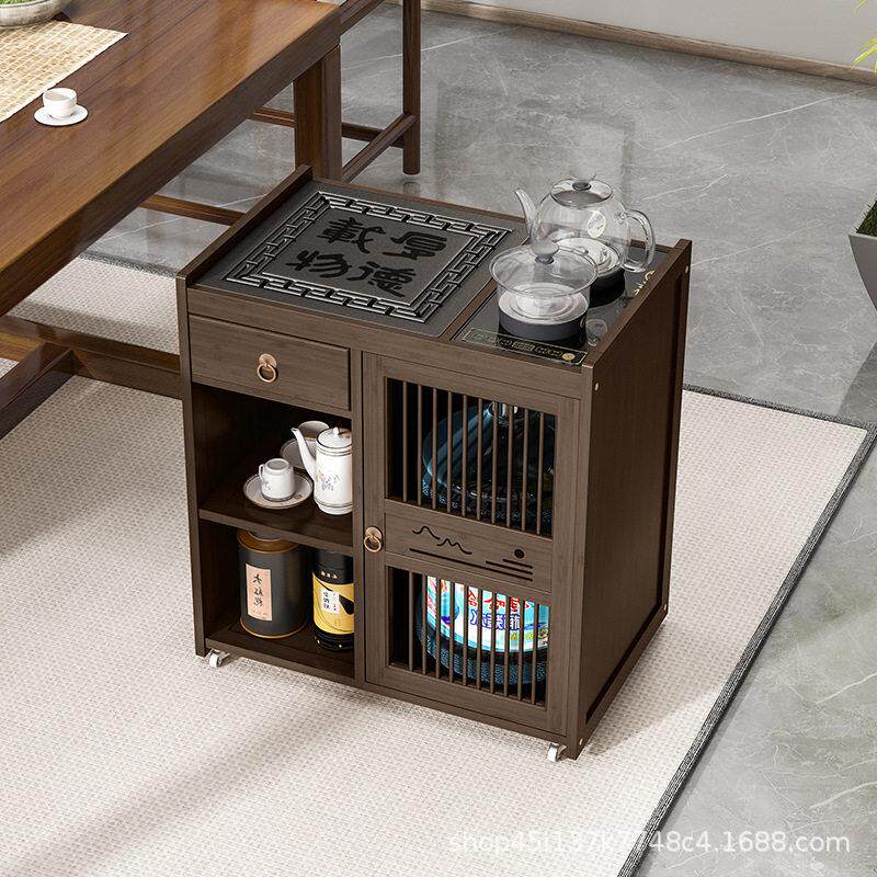 Mobile tea table household small tea table solid wood tea cart tea table tea set automatic kettle integrated tea cabinet