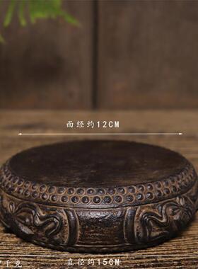 彷古石雕青石琴棋书画 画石鼓茶壶底座杯垫中式覆古茶席摆件摆设