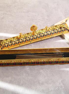 密宗藏景泰锌铜合金八吉祥卧香炉手工彩绘线香炉适用于式VMQ居蓝