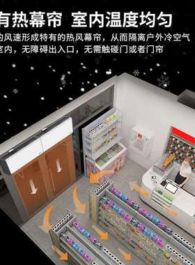 西奥多空气幕离心式大功率遥控热风幕机安全大风量速热暖风机