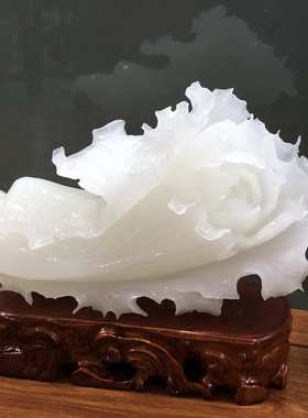 珍宝阿富汗玉白玉白菜摆件 油润细腻似和田玉白菜家居工艺品摆设