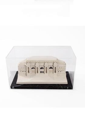 现代简约建筑模型树脂摆件创意客厅玄关书桌亚克力罩家居软装饰品