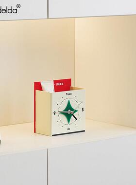 Mandelda家居创意摆台式座钟客厅玄关收纳摆件办公桌面时钟装饰品