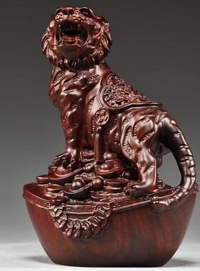 黑檀木雕老虎摆件实木十二生肖上山木虎家居客厅办公装饰工艺礼品