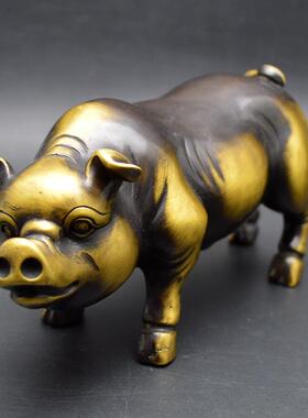 黄铜生肖猪摆件家居装饰品客厅办公室电视柜玄关轻奢工艺品摆设