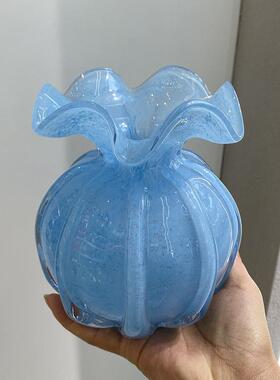 花瓶琉璃复古摆件美式中古法式玻璃小芬顿装饰轻奢钱袋花器玻璃