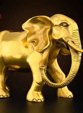 黄铜大象摆饰一对吸水象招客厅入户财门口镇玄关铜象工艺礼品摆饰