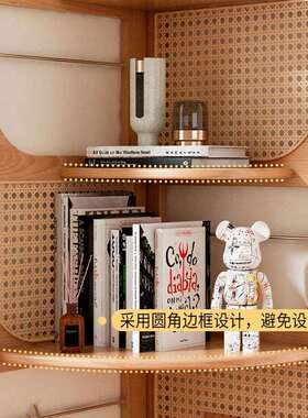 批福辉藤编实木转角置物架日式卧室客厅转角柜靠墙扇形三角转角架