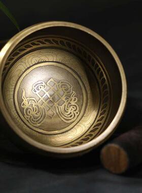 西藏颂钵尼泊尔手工佛音碗铜罄钵盂瑜伽冥想音疗钵静心钵法器摆件