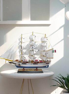 船模型摆件一帆风顺帆船摆件一帆风顺帆船模型仿真实木工艺船客厅