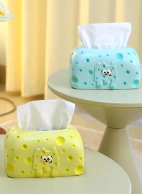 创意奶油风海绵宝宝纸巾盒抽纸盒摆件轻奢高档家用餐桌客厅装饰品
