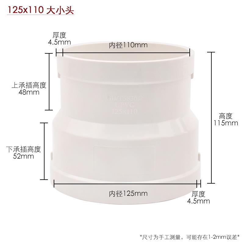 PVC管排水管子下水管道塑料管排风管材管件配件接头 125 90 150 - 图1