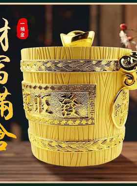 绒金沙财富K752满仓聚宝盆一桶金存罐件家居办摆公室招钱财摆件