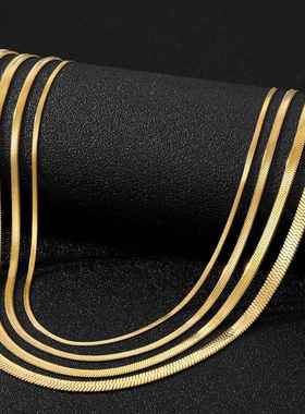 欧美时尚嘻哈不锈钢项链个性潮流款不锈钢扁蛇链项链现货供应链条